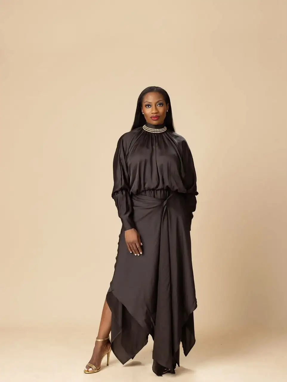 Mira Handkerchief Turtleneck Dress